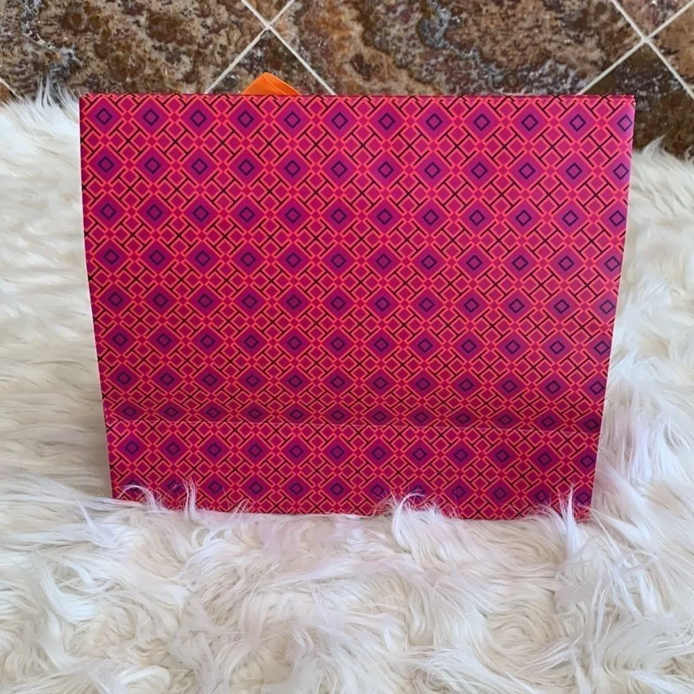 Tory Burch Tile T-Print Medium Pink Purple Paper Shopping Bag
